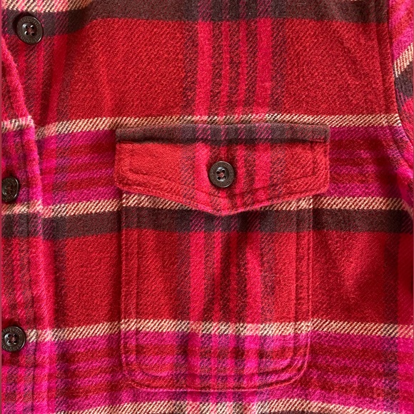Patagonia Red Pink plaid Fjord Flannel Shirt Size 6 long sleeve Organic cotton - Picture 3 of 13